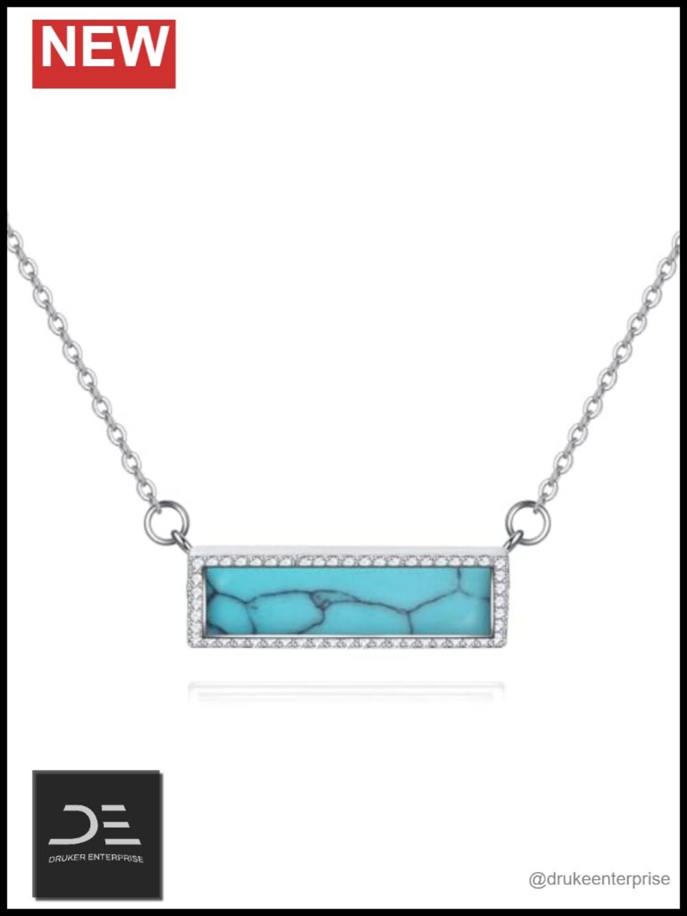 Sterling Silver Gemstone Bar Necklace Pendant Women 18 Inch 925 Jewelry